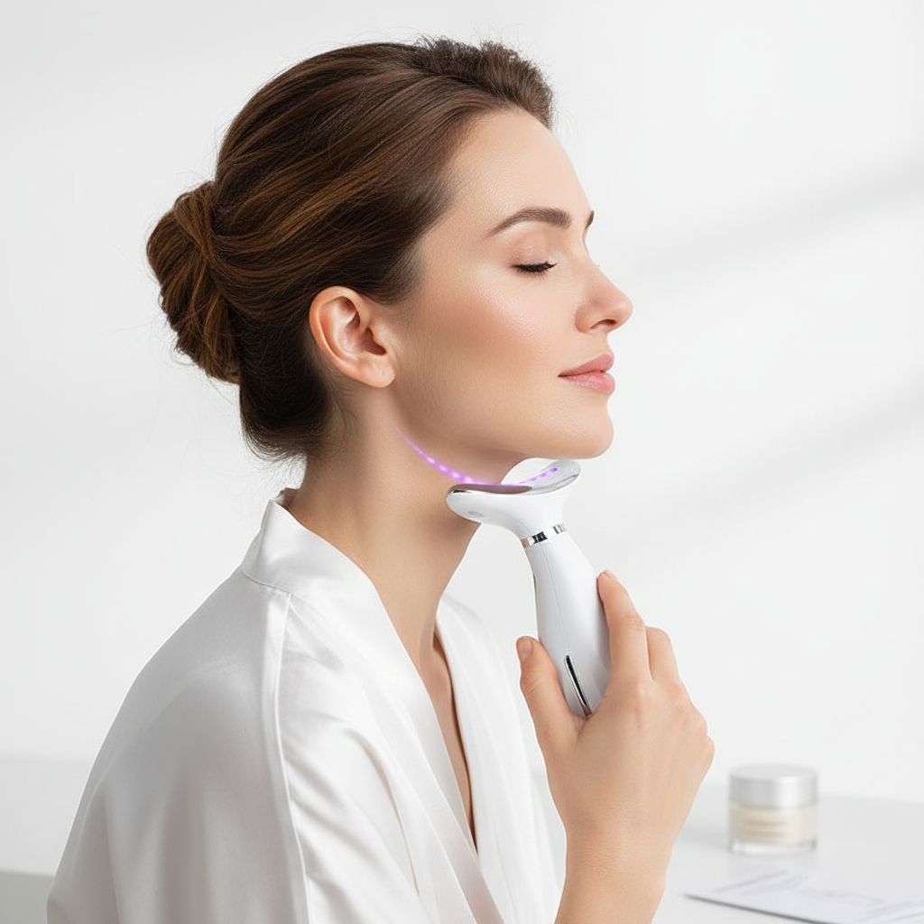 Lifestyle shot of Neck Beauty Device in use